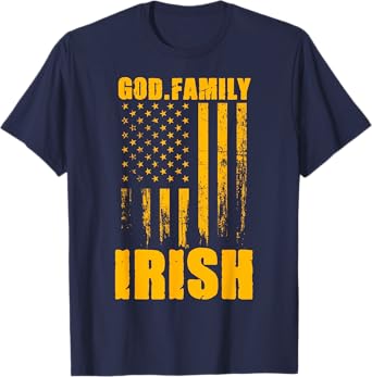 Notre Dame Irish God. Family. Vintage USA Flag T-Shirt