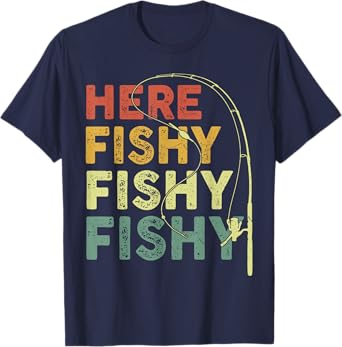Fishing Shirt Here-Fishy Funny Bass Fish Dad T-Shirt