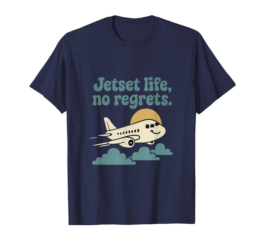 Jetset Life No Regrets Travel Adventure Graphic T-Shirt