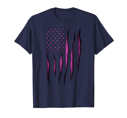 Pink Carbon Onyx American Flag T-Shirt