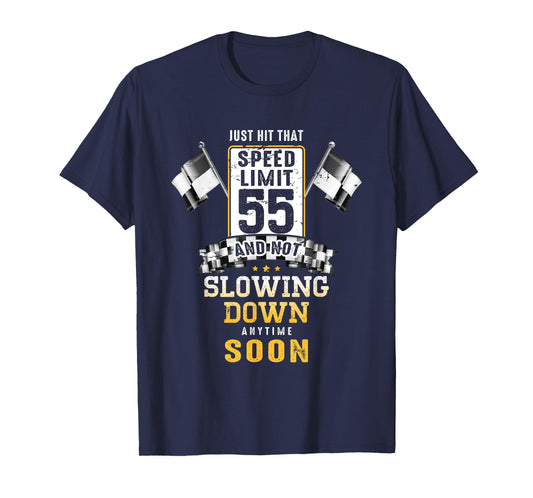 55th Birthday Idea Speed Limit Sign 55 mph Funny Driving T-Shirt