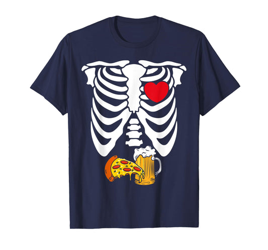 Pizza Heart Skeleton Rib Cage Halloween Costumes Men Women T-Shirt
