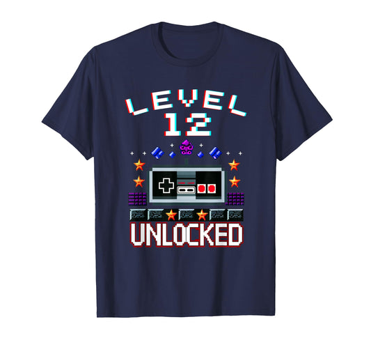 12th Birthday Boy Level 12 Unlocked Funny Video Game Gamer T-Shirt