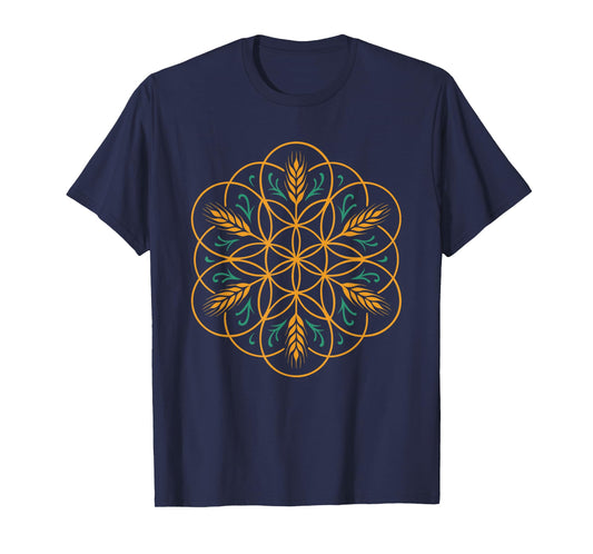 Lammas Lughnasadh Vibes Sacred Grain Flower Mandala Symbol T-Shirt
