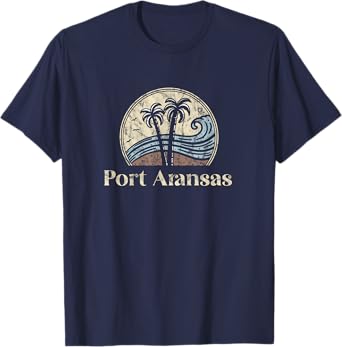 Vintage Port Aransas TX Palm Trees Texas Souvenir Beach T-Shirt