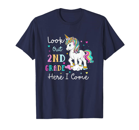 Look Out 2nd Grade Here I Come Unicorn Back To School Kid T-Shirt