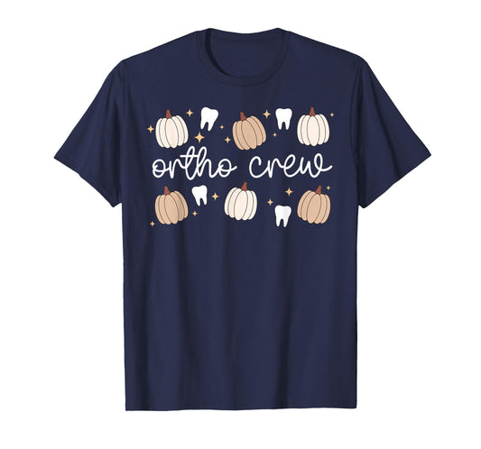 Retro Ortho Crew Tooth Pumpkin Fall Orthodontic Halloween T-Shirt