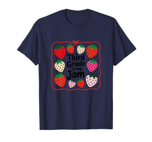Women Third Grade is My Jam Strawberry Teacher Top T-Shirt