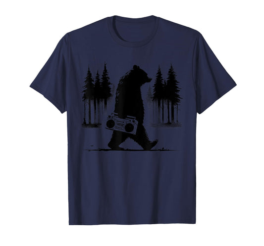Bear Boombox - Vintage Ghettoblaster Nature Wildlife Lover T-Shirt