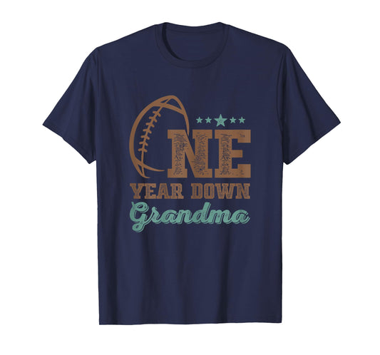 Grandma Of The Birthday Boy 1st Year Down Birthday Football T-Shirt