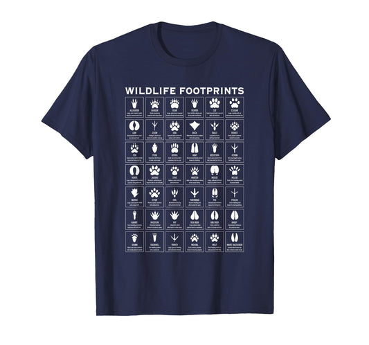 Wildlife Animal Footprints Tracks Chart T-Shirt