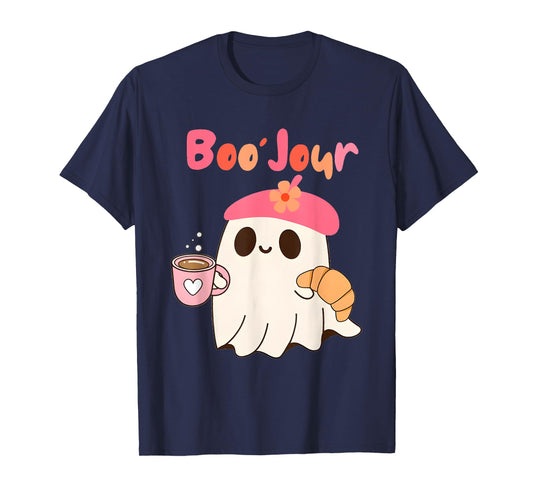 Boo Jour Ghost French Teacher Vintage Teacherlife Groovy T-Shirt