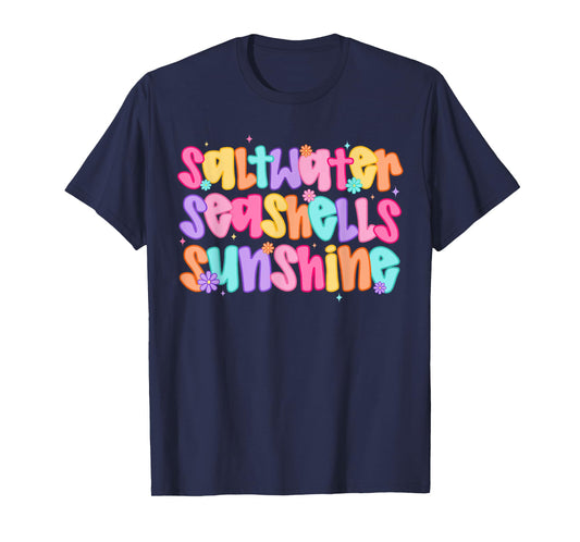 Saltwater Seashells Sunshine Summer Beach Vibes T-Shirt