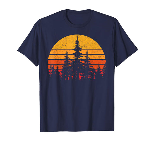 Wildlife Trees Outdoors Sunset Nature Retro Forest Vintage T-Shirt