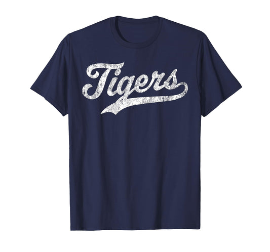 Vintage Tigers Name Personalized Retro for Men Women Kid T-Shirt - T-Shirt | Navy