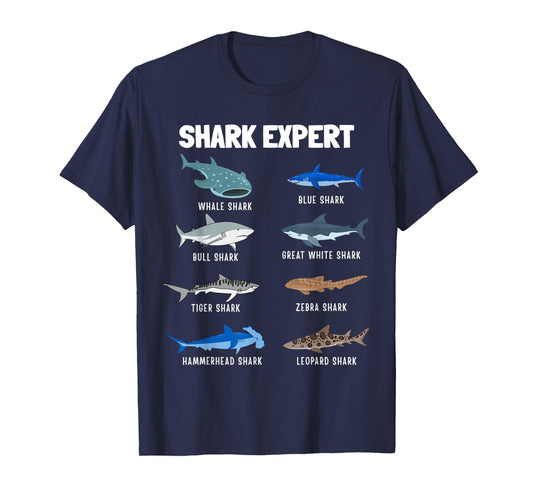 Funny Shark Expert Educational Ocean Animal Species Lovers T-Shirt
