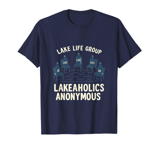 Lakeaholics Anonymous Lake Life Water Bottle Circle T-Shirt