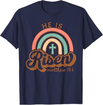 He is Risen Jesus Christian Happy Easter Kids Women Girls T-Shirt