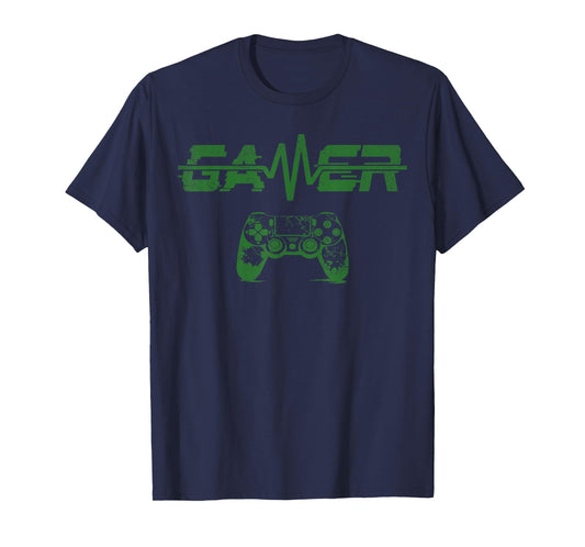 Gamer Heartbeat Video Games Gaming Boys Teens Men T-Shirt