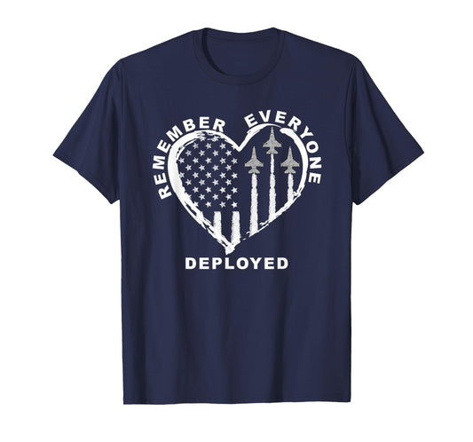 RED Friday Remember Everyone Deployed Military Heart Jet T-Shirt