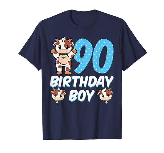 Cow 90th Birthday Boy Party Moo Farm Animal Barnyard Theme T-Shirt