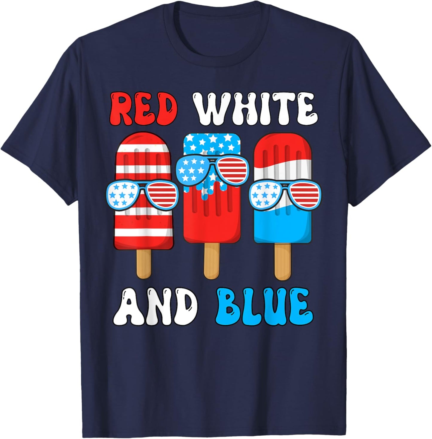 Red White Blue Boy Men 4th July Popsicle USA Flag Patriotic T-Shirt