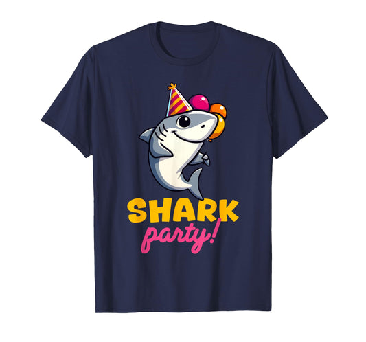 Cool Shark Party Birthday Beach Funny Shark Men Women Kids T-Shirt