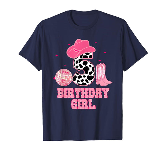 Happy 5th Birthday Girl Outfit Rodeo Western Cowgirl Cowboy T-Shirt