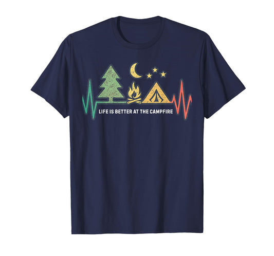 Life is Better at The Campfire Vintage Camping Funny Camping T-Shirt