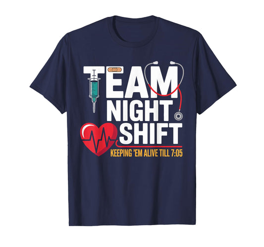 Night Shift Nurse Life RN CNA LPN Love Heartbeat Gifts Women T-Shirt