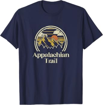 Appalachian Mountains Trail Vintage Hiking Camp Retro T-Shirt, Grey, Small