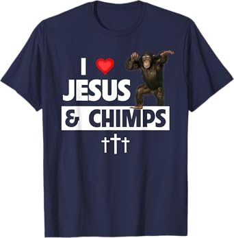 I Love Jesus and Chimps Christian Chimpanzee Monkey Lovers T-Shirt