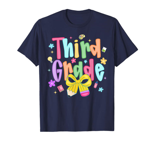 Third Grade 3 Back to School Preschool Teacher Girl Kids T-Shirt