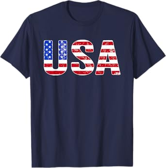 USA T Shirt Patriotic American Flag Men Women Kids July 4th T-Shirt
