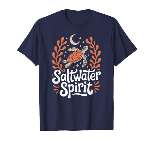 Saltwater Spirit Boho Marine Life, Seaweed and Night Sky Fun T-Shirt
