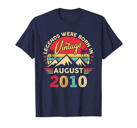 Vintage 15th Birthday Legends Were Born In August 2010 T-Shirt