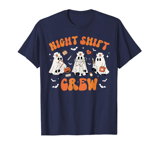 Night Shift Boo Crew Health Worker Halloween Ghost Nurse T-Shirt