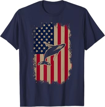 American US Flag Humpback Whale T-Shirt