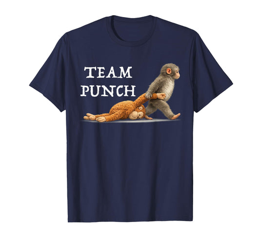 Men Women Kids Cute Monkey Punch T-Shirt - T-Shirt | Navy