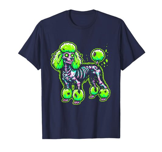 Zombie Poodle Dog Ghost Dark Halloween Horror Skeleton Gifts T-Shirt for Men Women Kids
