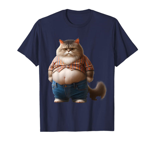 Funny Fat Cat Graphic Fat Kitten Design Chubby Cat Lover Men Women Girls Kids T-Shirt