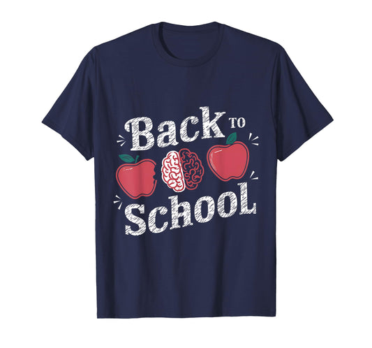 Back to School Apple & Brain Fun Design For Teachers Kids T-Shirt