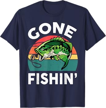 Funny Gone Bass Fishing-Shirt Men Boy Toddler Fisherman Dad T-Shirt