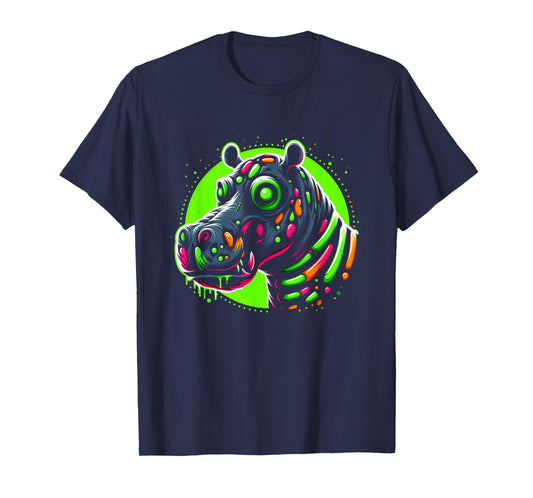 Zombie Hippo Hippopotamus Halloween Horror Skeleton Creepy T-Shirt