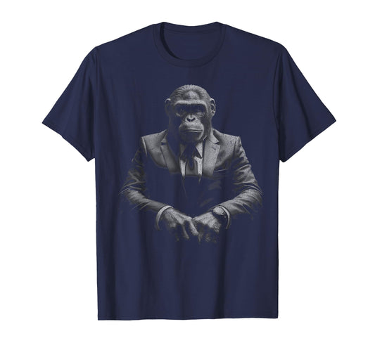 Corporate Monkey Ape in Suit Worker Cute Retro Vintage Zoo T-Shirt