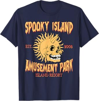 Spooky Island Retro Halloween Skull 90s Halloween Summerween T-Shirt