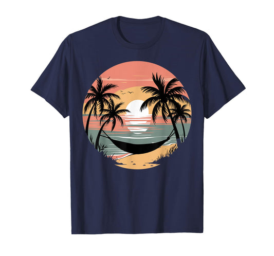 Vacation Smile Tropical Sunset Palm Trees Hammock T-Shirt