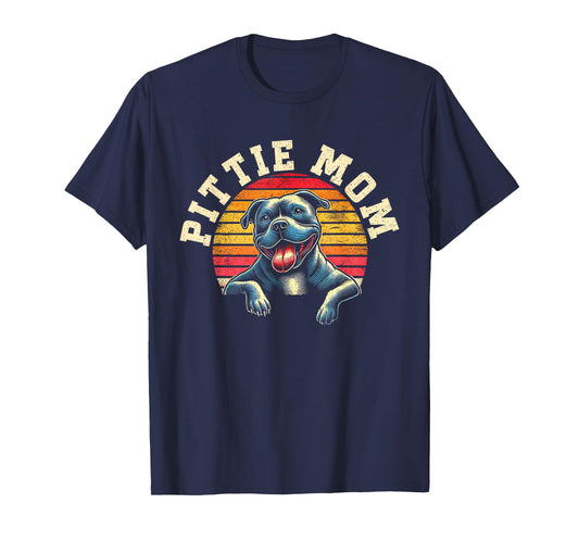 Pittie Mom Retro Dog Lover Pitbull Mama Pitbull Lovers T-Shirt