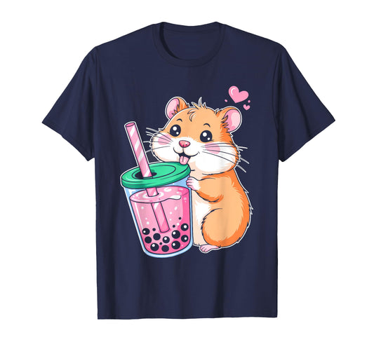 Drink Boba Cute hamster Lover Girls Kids Women hamster T-Shirt