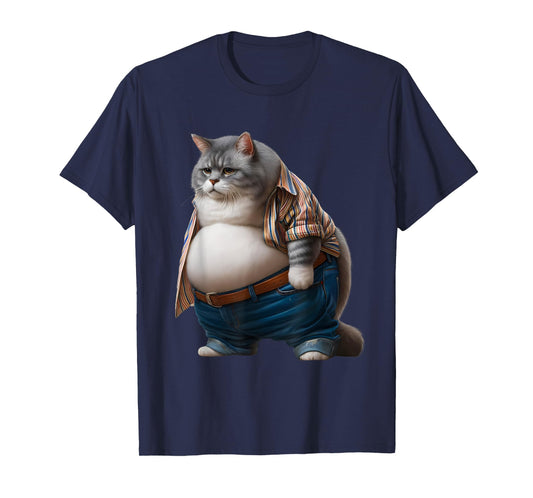 Funny Fat Cat Graphic Fat Kitten Design Chubby Cat Lover T-Shirt